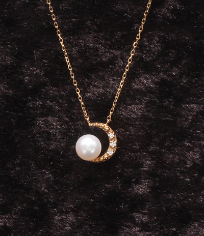 美品 VENDOME AOYAMA ネックレス K10 淡水パール ダイヤ 0.02ct レディース ヴァンドームアオヤマ