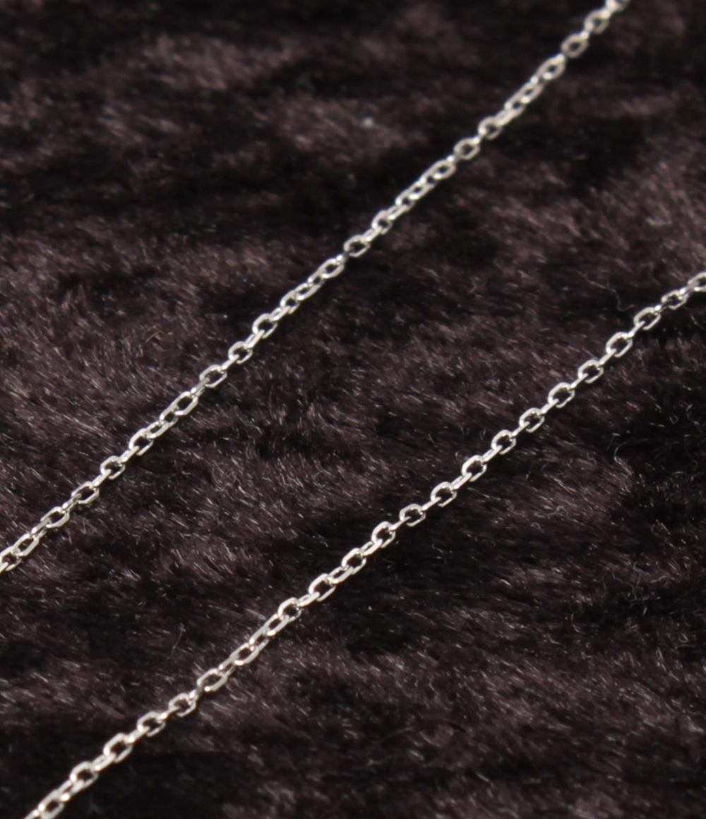 美品 ネックレス K18WG ダイヤ 0.07ct しずくモチーフ レディース