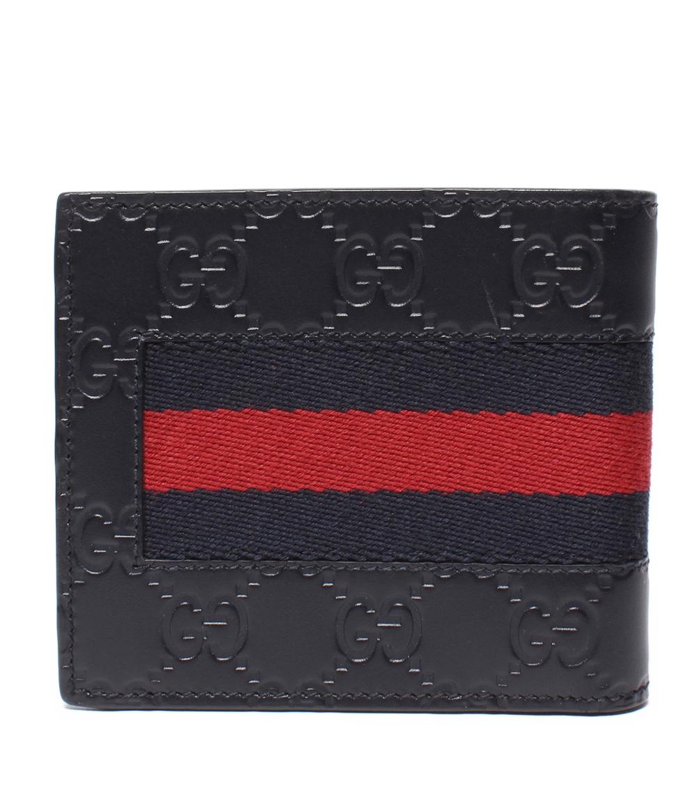 美品 GUCCI 二つ折り財布 GGシグネチャー シェリーライン 408826 メンズ グッチ