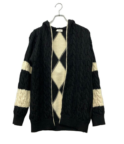 SAINT LAURENT 長袖ニット アーガイル柄 フード付き ボタンレス 19AW BAJA HOODIE 587043 メンズ SIZE XS サンローラン