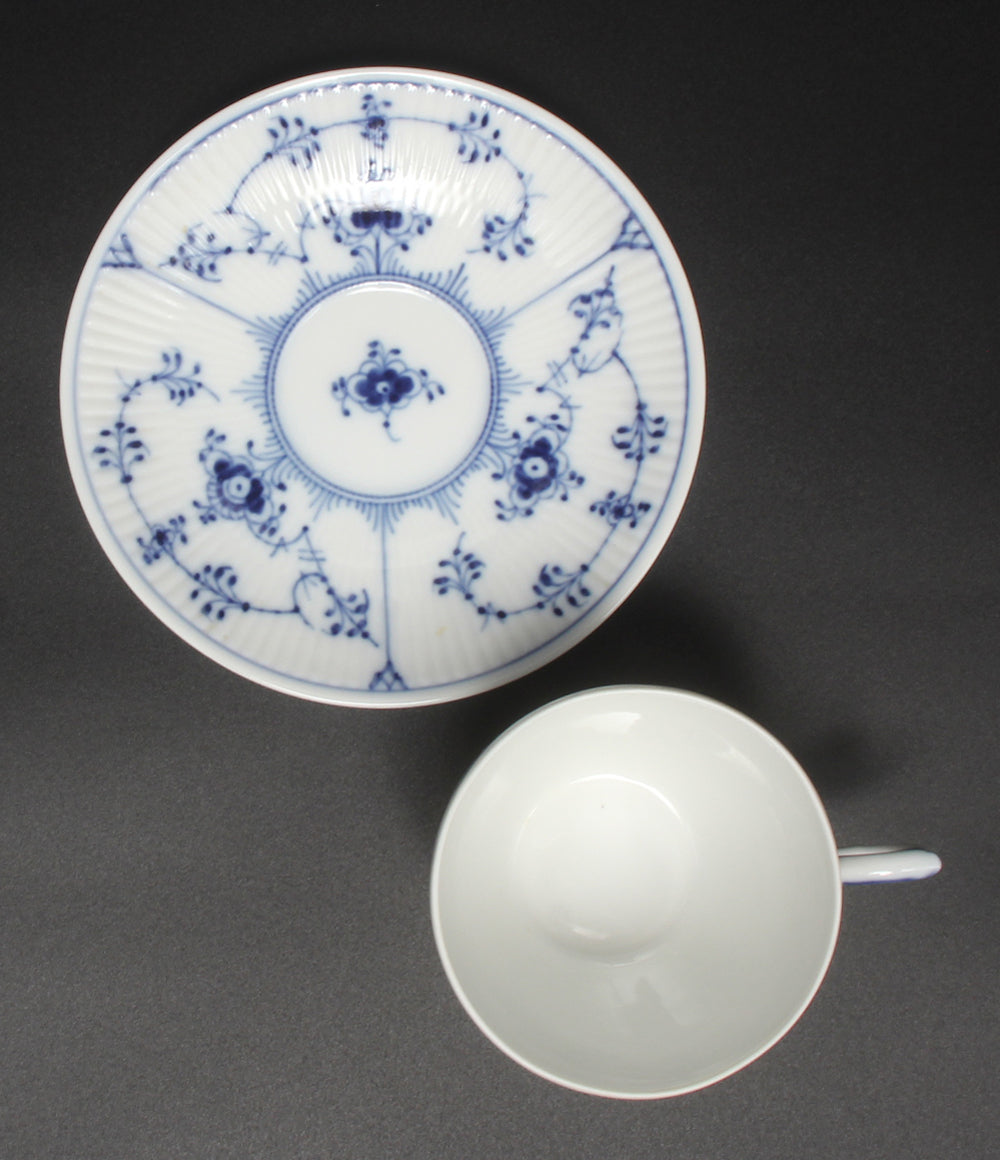 美品 Royal Copenhagen カップ＆ソーサー ブルーフルーテッド プレイン ロイヤルコペンハーゲン