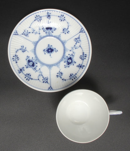 美品 Royal Copenhagen カップ＆ソーサー ブルーフルーテッド プレイン ロイヤルコペンハーゲン