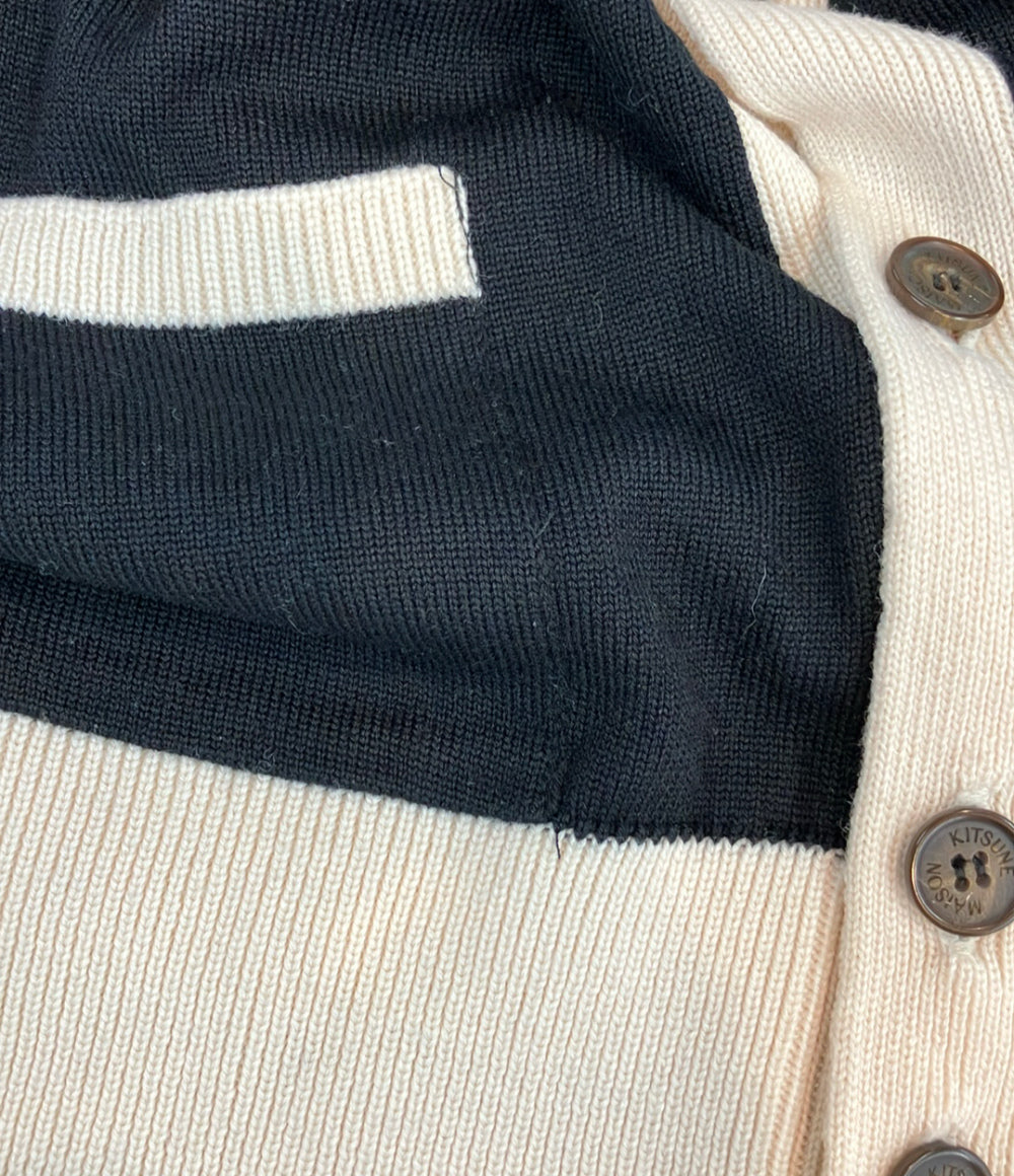 MAISON KITSUNE 長袖カーディガン ベイビーフォックス パッチ バイカラー クラシック ボタン HU00542KT1036 レディース SIZE XXS メゾンキツネ
