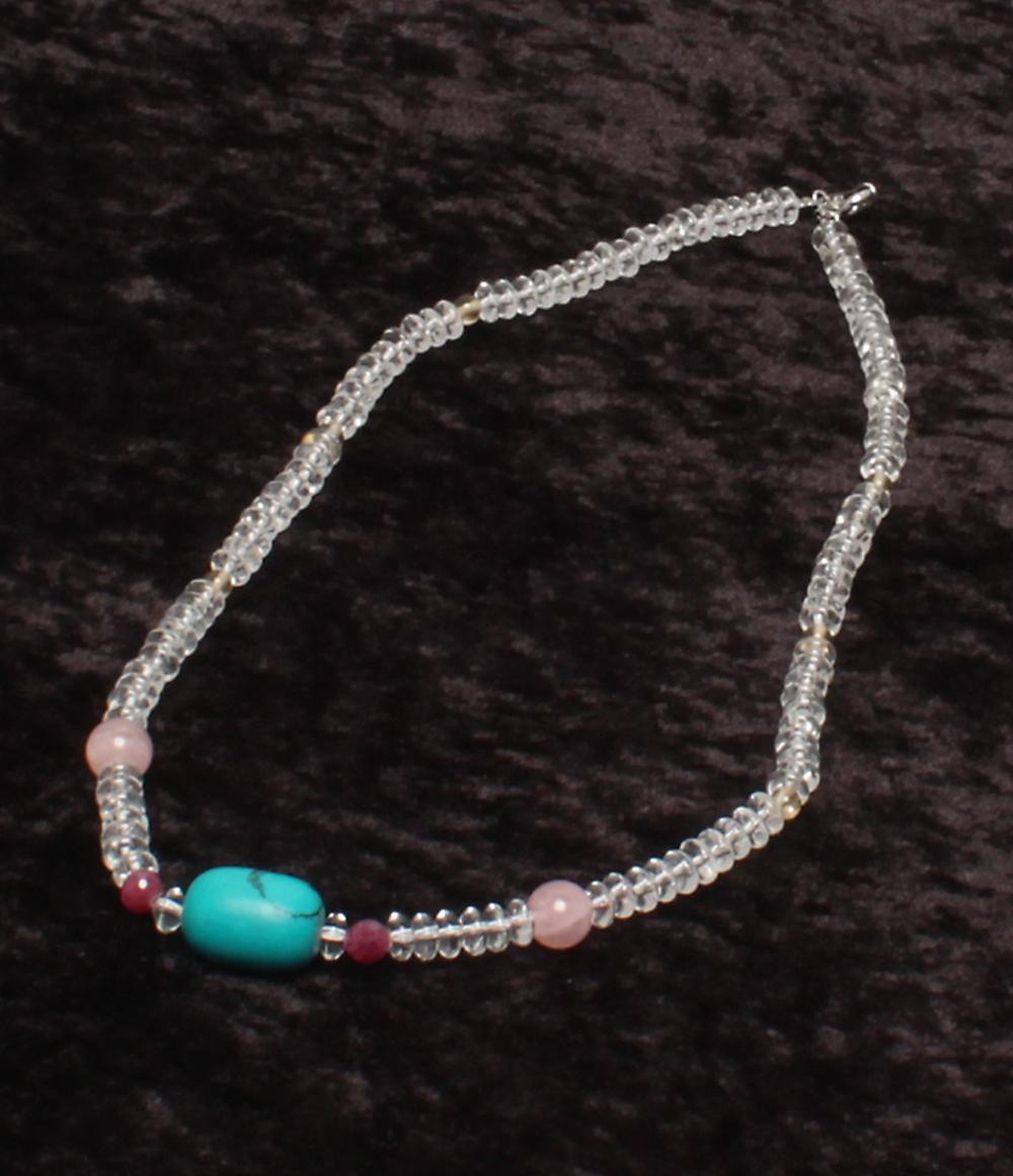 ネックレス SV925 ターコイズ ルビー 水晶 レディース