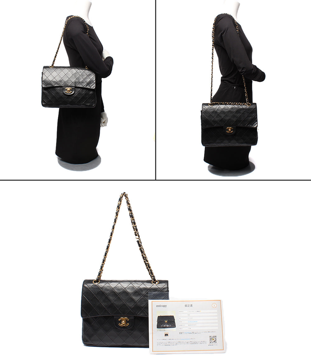 CHANEL チェーンショルダーバッグ ゴールド金具 マトラッセ25 ラムスキン ダブルチェーン ダブルフラップ 1番台 レディース シャネル