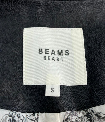 BEAMS HEART フェイクレザー ノーカラーブルゾン アウトレット ジャンパー 43-18-0021-152 レディース SIZE S ビームスハート