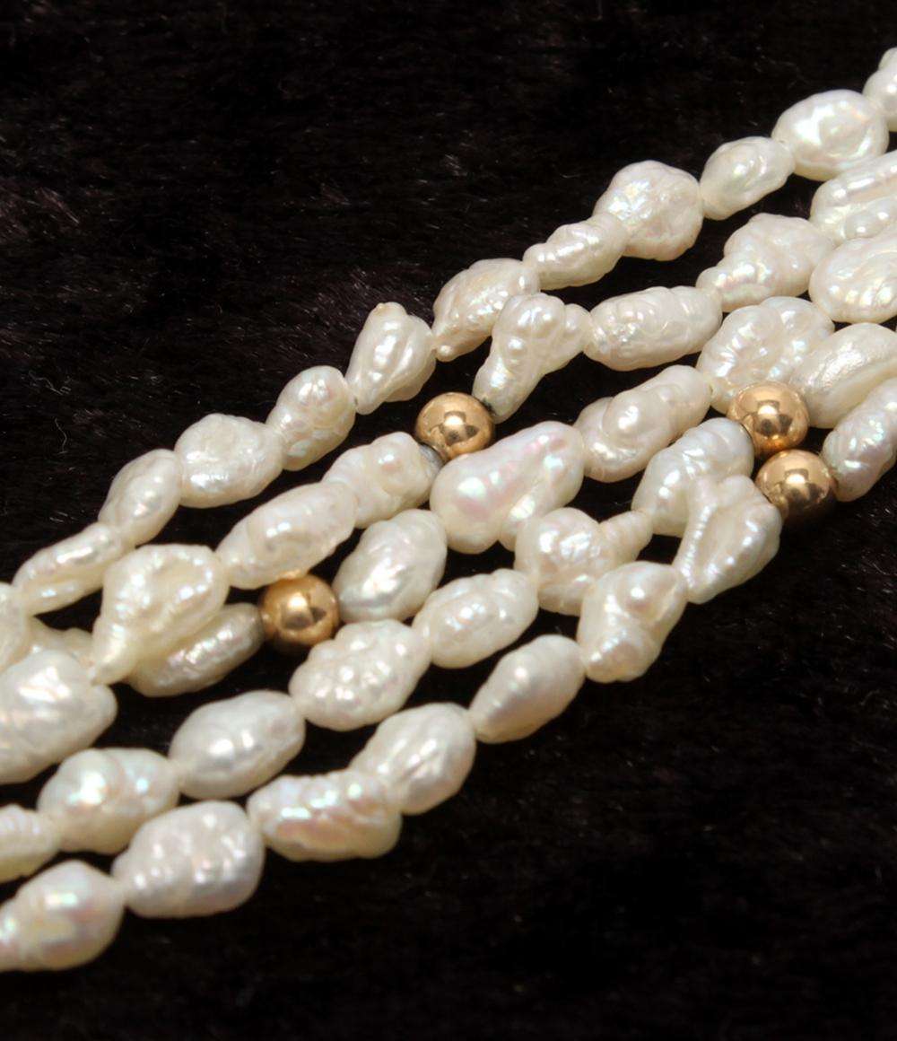 5連ネックレス 淡水パール レディース