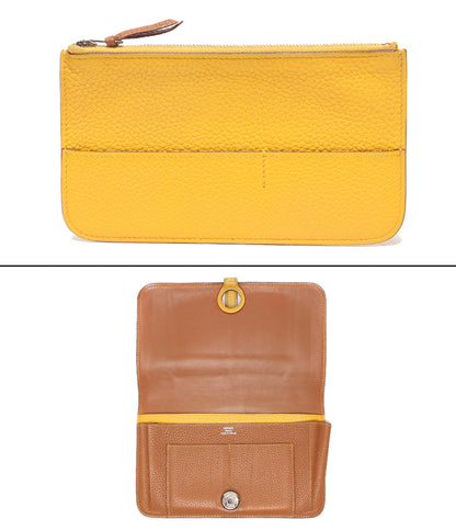 HERMES 長財布 □M刻印 シルバー金具 バイカラー ドゴンGM レディース エルメス