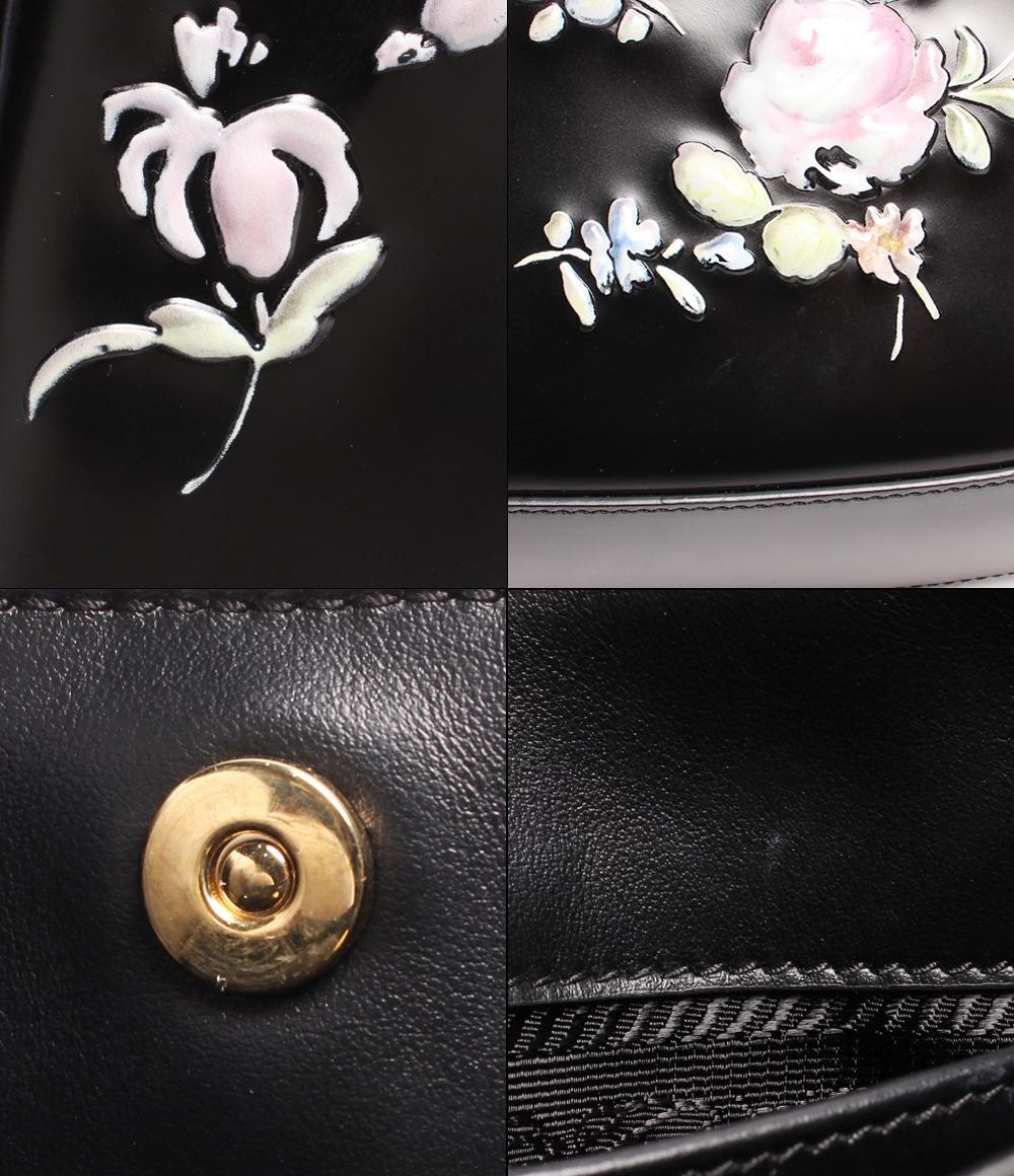 プラダ レザーショルダーバッグ 花柄 ゴールド金具 クレオ ブラッシュドレザー 1BC499 レディース PRADA