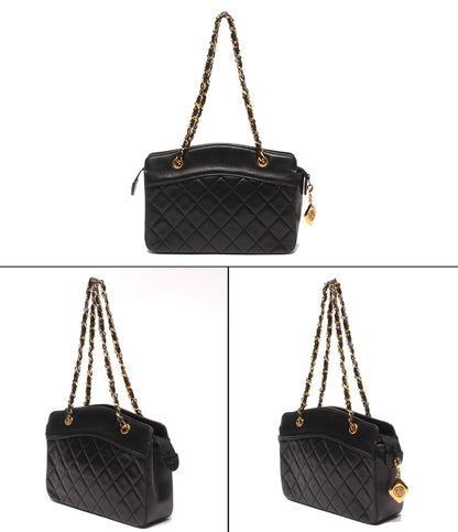 CHANEL チェーンハンドバッグ ゴールド金具 マトラッセ ラムスキン レディース シャネル