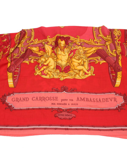 美品 HERMES 大判ストール スカーフ GRAND CARROSSE povr vn AMBASSADEUR 大使の偉大な運送 レディース エルメス