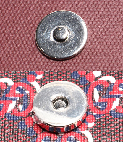 美品 グッチ レザーショルダーバッグ シルバー金具 スーパーミニショルダー GGシャドウ ロッソ アンコーラ レッド キャンバス 802029 525040