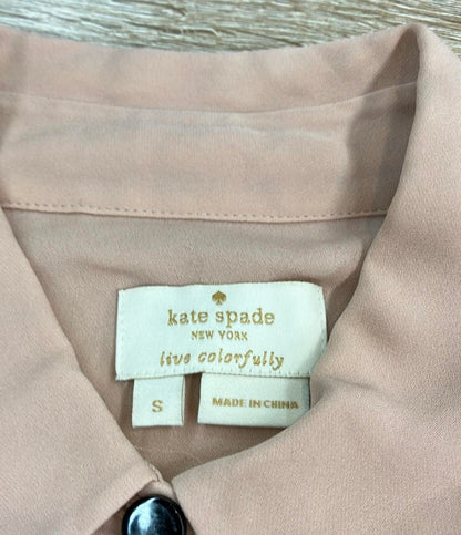 Kate Spade シルクブラウス デイジー ピンク 刺繍 花柄 長袖 レディース SIZE S ケイトスペード