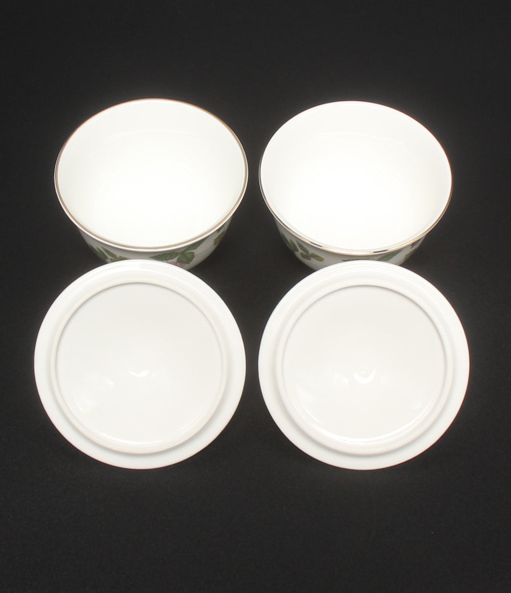 美品 WEDGWOOD オリエンタルカップ 2点セット ペア 蓋付き ワイルドストロベリー ウエッジウッド
