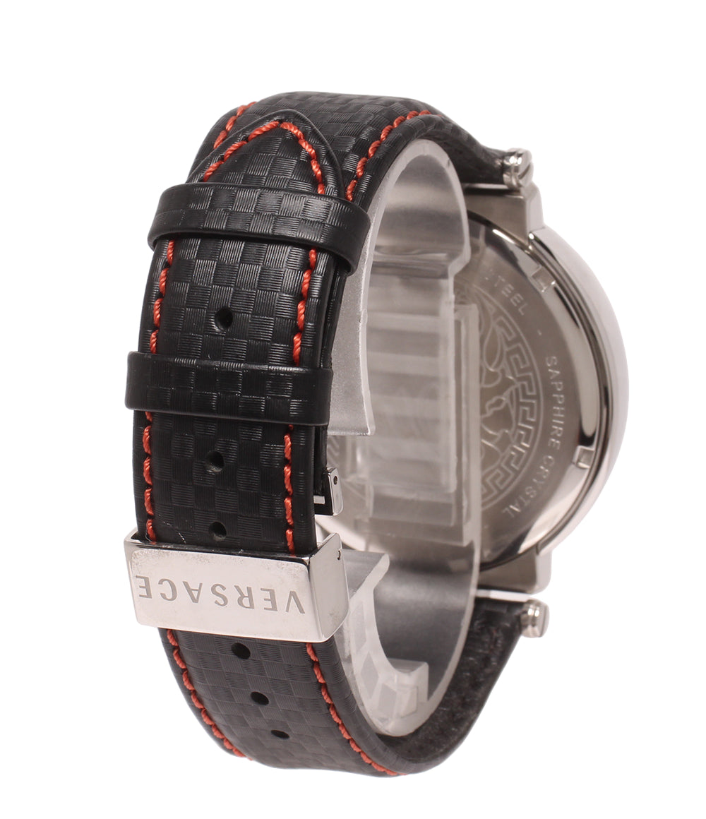 美品 VERSACE 腕時計 クオーツ ブラック VFG 051484320138 メンズ ヴェルサーチ