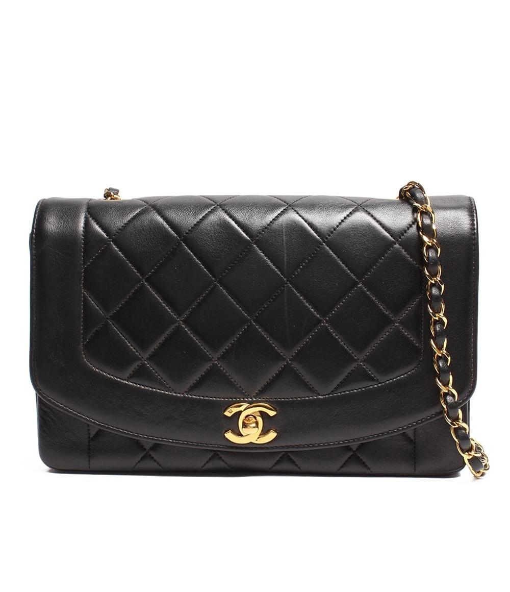 シャネル チェーンレザーショルダーバッグ ココマーク ゴールド金具 ダイアナ25 マトラッセ レディース CHANEL