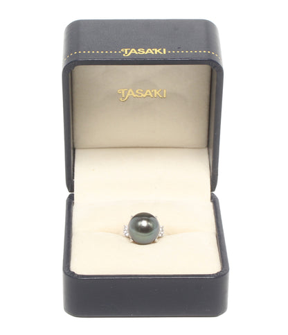 美品 TASAKI リング 指輪 Pt900 黒蝶真珠10.8mm ダイヤ0.09ct レディース SIZE 13号 タサキ