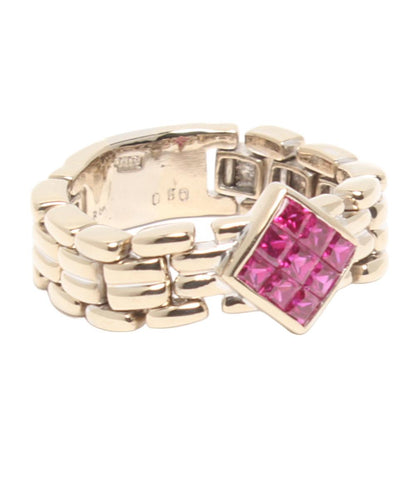 美品 リング 指輪 K18 ルビー ミステリーセッティング レディース SIZE 15号