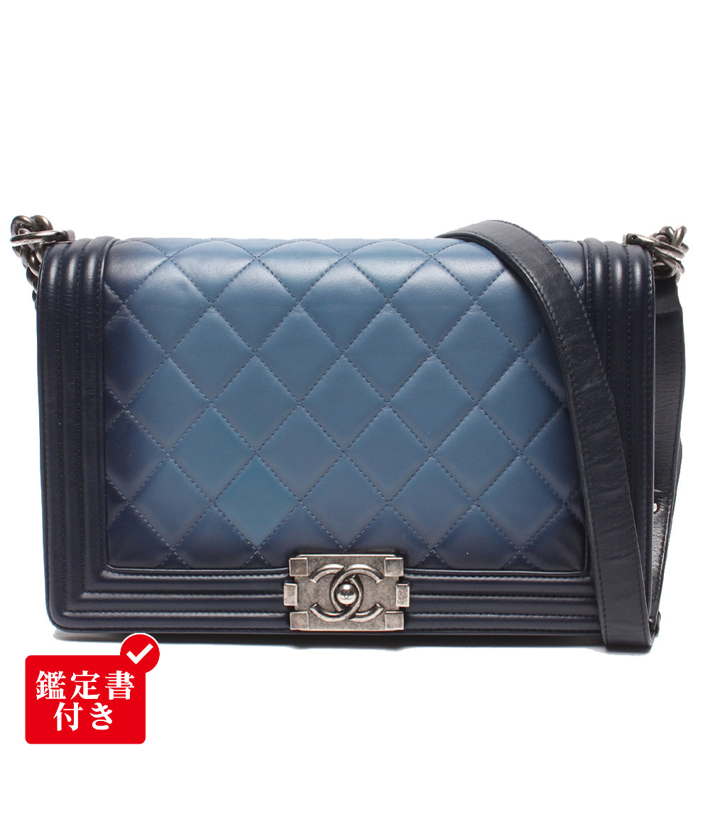 CHANEL チェーンショルダーバッグ 肩掛け シルバー金具 シングルフラップ ボーイシャネル 25 A67086 レディース シャネル