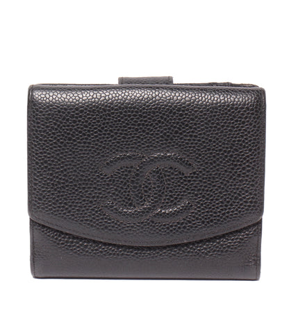 CHANEL Wホック二つ折り財布 キャビアスキン ゴールド金具 10番台 レディース シャネル