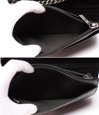 CHANEL チェーンショルダーウォレット 斜め掛け シルバー金具 ラムスキン マトラッセ レディース シャネル