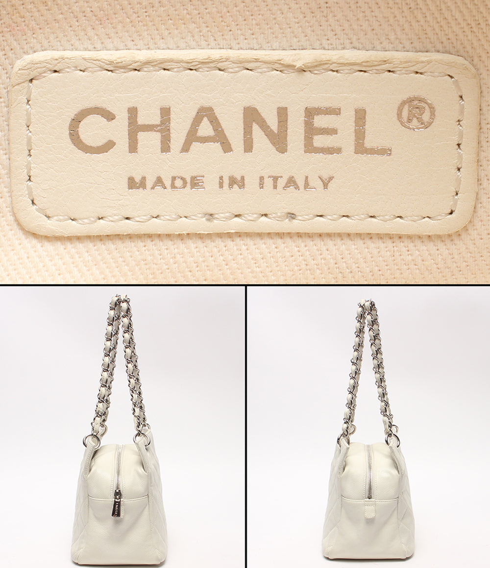 CHANEL チェーントートバッグ ショルダーバッグ 肩掛け シルバー金具 マトラッセ ココマーク キャビアスキン 12番台 レディース シャネル