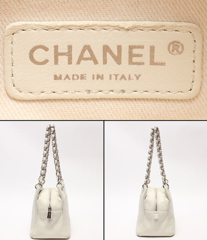 CHANEL チェーントートバッグ ショルダーバッグ 肩掛け シルバー金具 マトラッセ ココマーク キャビアスキン 12番台 レディース シャネル