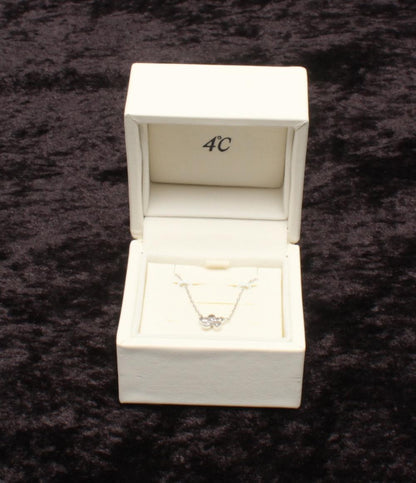 美品 ヨンドシー ネックレス K10 ダイヤ フラワーモチーフ 花モチーフ リバーシブル レディース 4℃