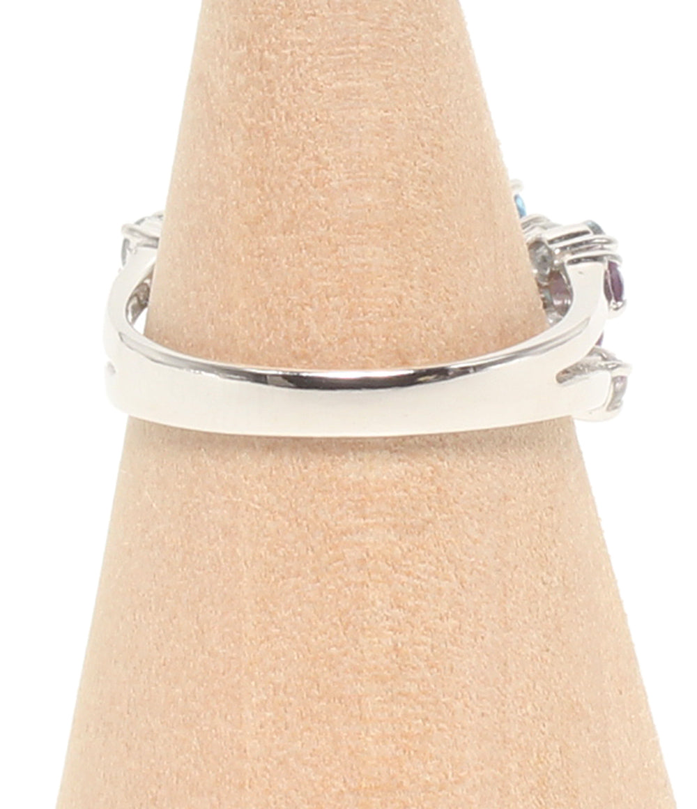美品 リング 指輪 K14 ブルートパーズ アメジスト 3.14ct レディース SIZE 11号