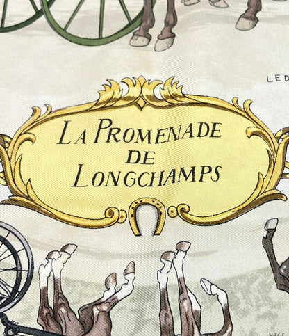 訳あり HERMES スカーフ シルク100% カレ90 LA PROMENADE DE LONGCHAMPS レディース エルメス