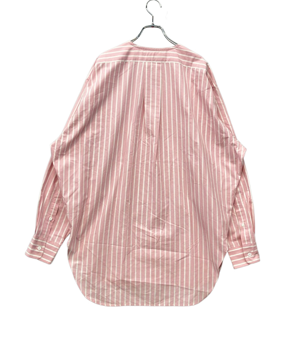 美品 THE SHINZONE 長袖シャツノーカラー ストライプ 24MMSBL01 レディース SIZE F ザ シンゾーン