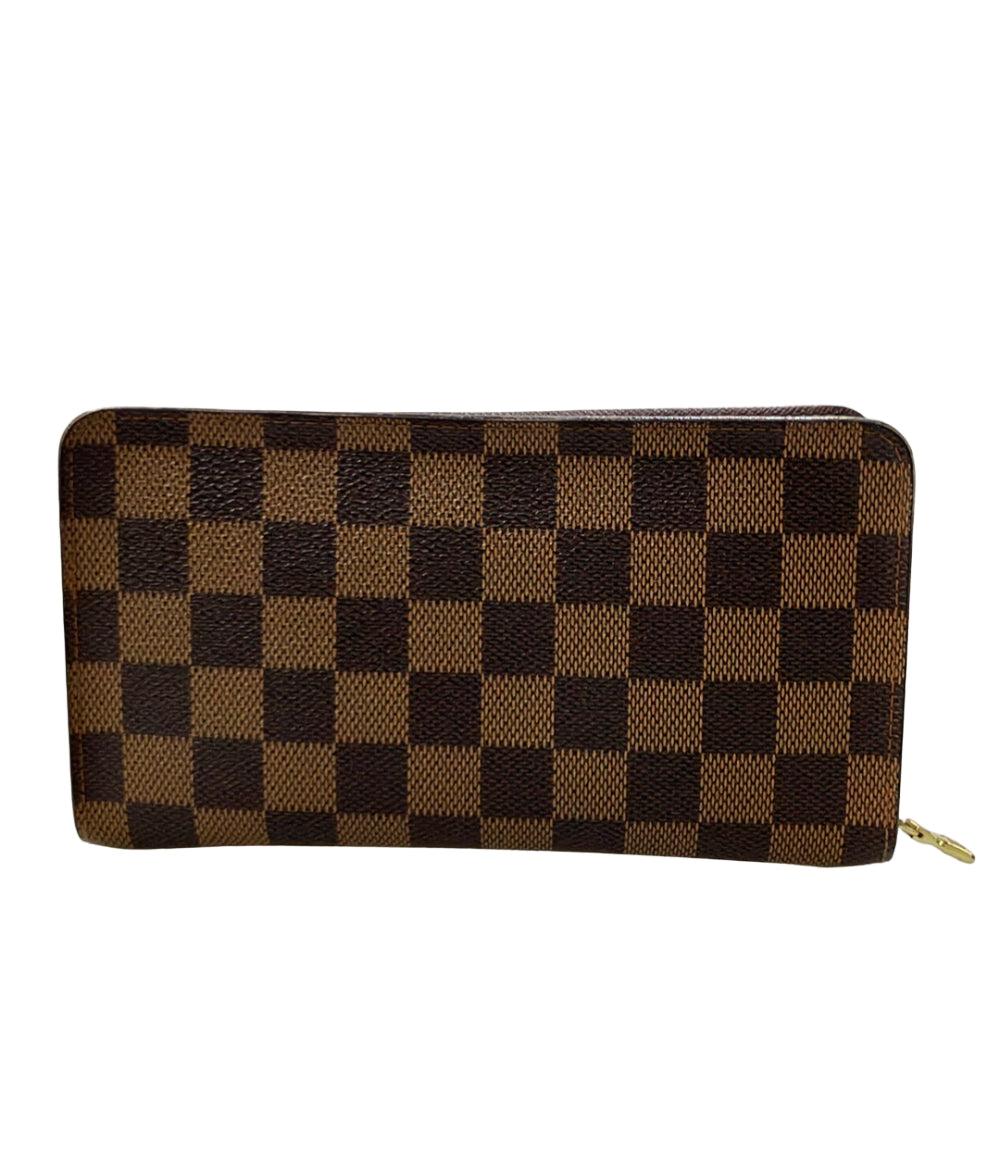 LOUIS VUITTON ラウンドファスナー長財布 PVC レザー ポルトモネジップ ダミエ エベヌ N61728 レディース ルイ・ヴィトン
