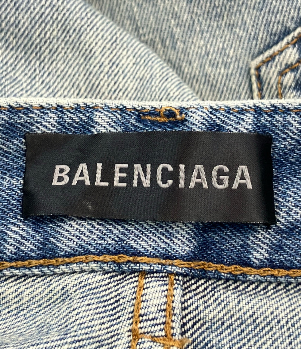 BALENCIAGA ワイドバギーデニムパンツ ダメージ加工 697886 レディース SIZE 24 (XL) バレンシアガ