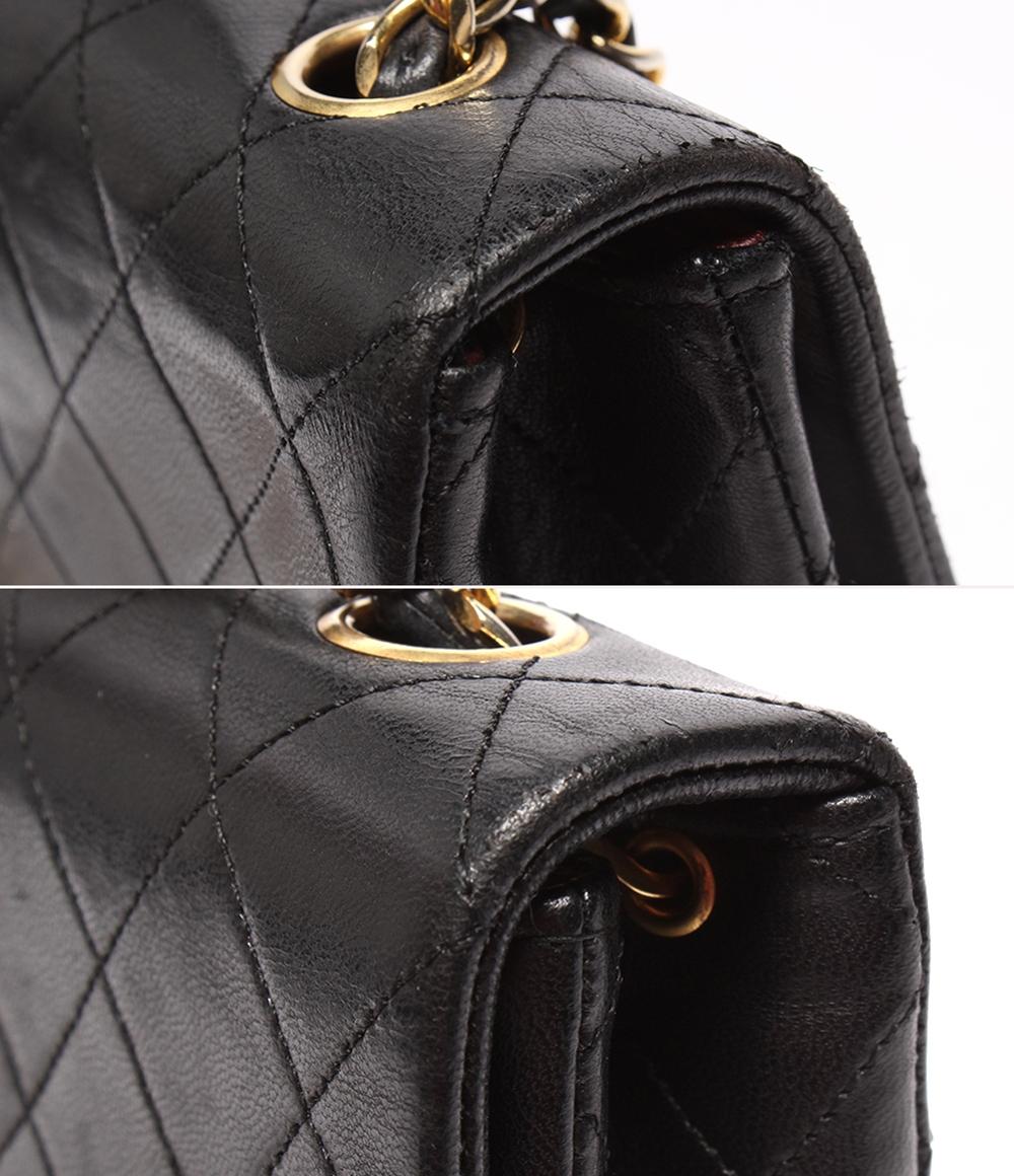 CHANEL チェーンショルダーバッグ 肩掛け 斜め掛け ゴールド金具 シングルチェーン シングルフラップ 1番台 ラムスキン マトラッセ20 レディース