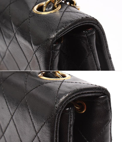 CHANEL チェーンショルダーバッグ 肩掛け 斜め掛け ゴールド金具 シングルチェーン シングルフラップ 1番台 ラムスキン マトラッセ20 レディース