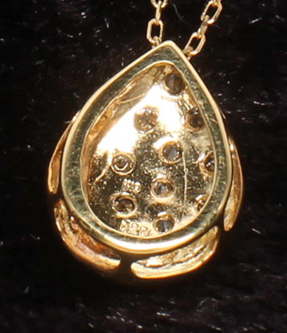 美品 ネックレス K18 ダイヤ 0.20ct 雫モチーフ レディース