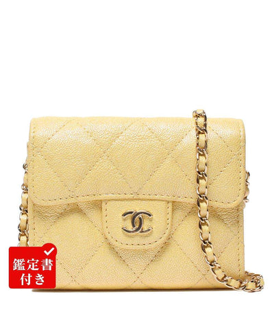 CHANEL チェーンショルダーウォレット コインケース マトラッセ キャビアスキン ゴールド金具 27番台 レディース シャネル