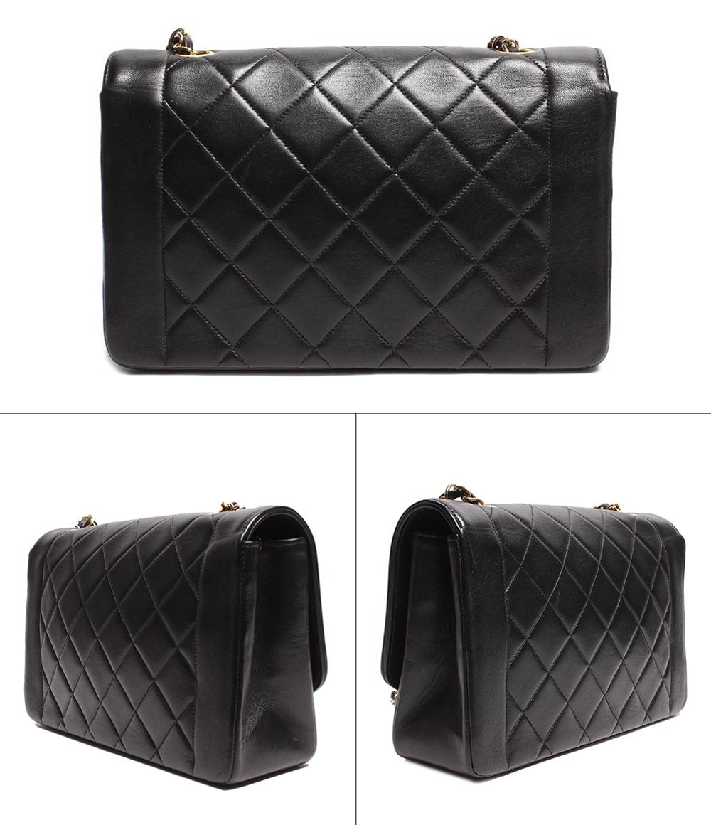 シャネル チェーンレザーショルダーバッグ ココマーク ゴールド金具 ダイアナ25 マトラッセ レディース CHANEL
