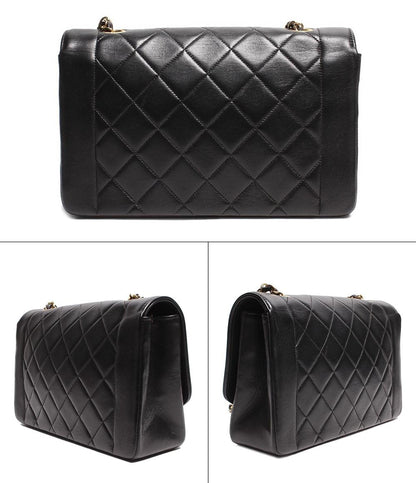 シャネル チェーンレザーショルダーバッグ ココマーク ゴールド金具 ダイアナ25 マトラッセ レディース CHANEL
