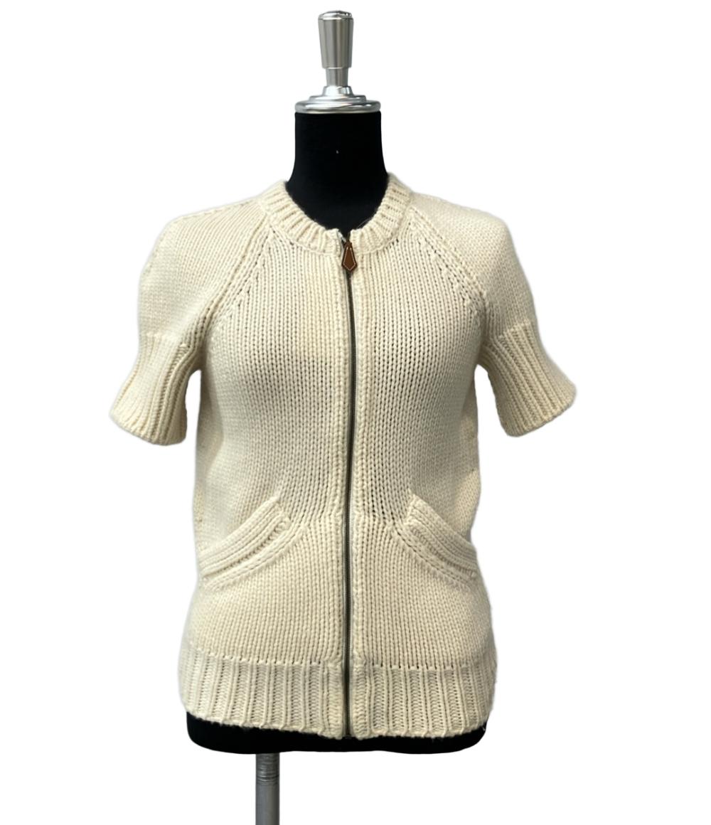 美品 エルメス 半袖ジップアップニット カシミヤ100% ゴルチエ レディース SIZE 34 (XS) HERMES