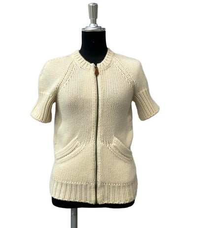 美品 エルメス 半袖ジップアップニット カシミヤ100% ゴルチエ レディース SIZE 34 (XS) HERMES