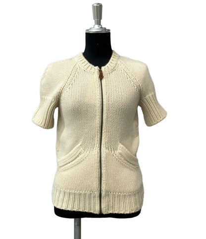 美品 エルメス 半袖ジップアップニット カシミヤ100% ゴルチエ レディース SIZE 34 (XS) HERMES