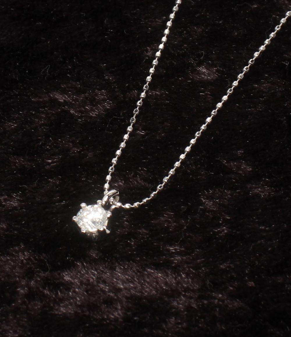 美品 ネックレス K18WG ダイヤ 0.20ct レディース
