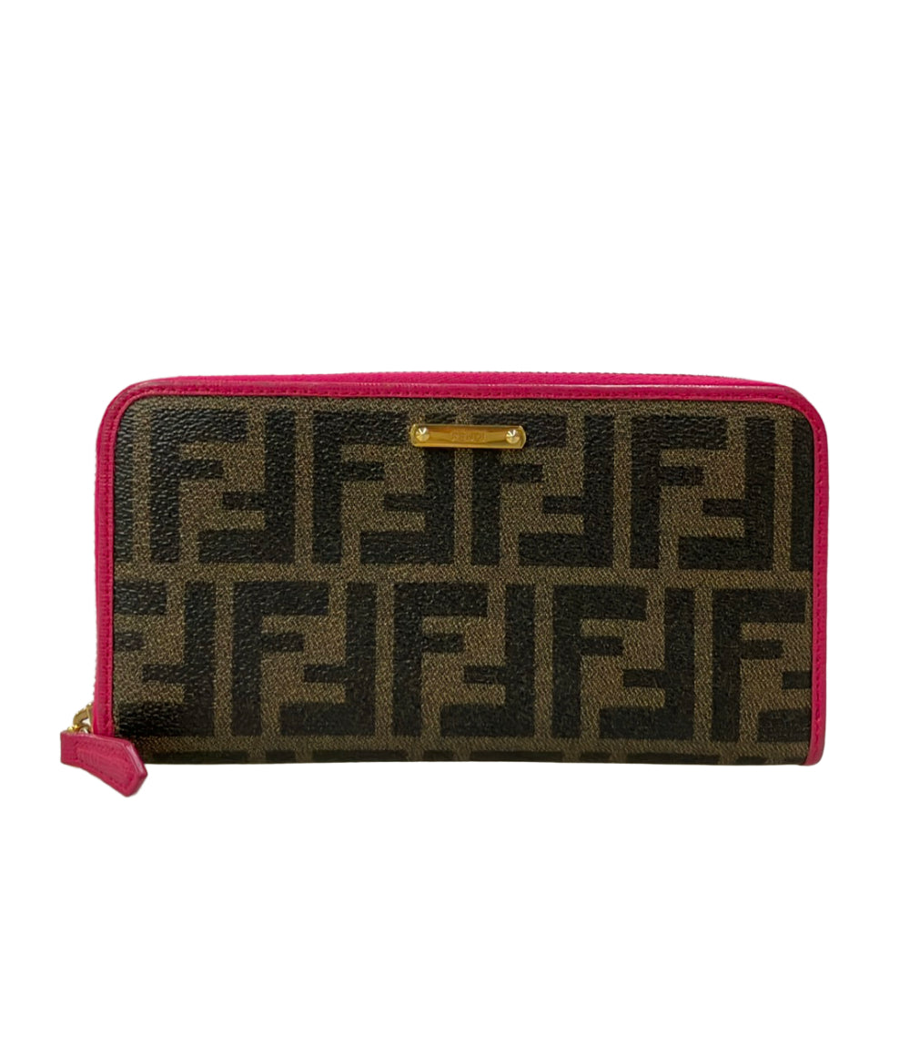 FENDI ラウンドファスナー長財布 キャンバス レザー ズッカ 8M0299 レディース フェンディ