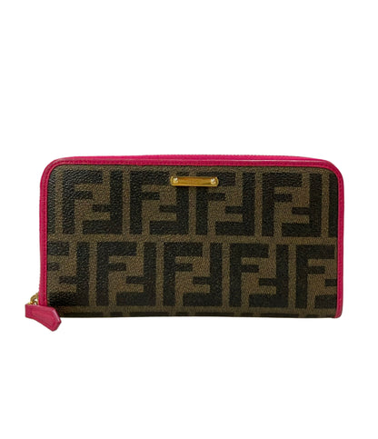 FENDI ラウンドファスナー長財布 キャンバス レザー ズッカ 8M0299 レディース フェンディ