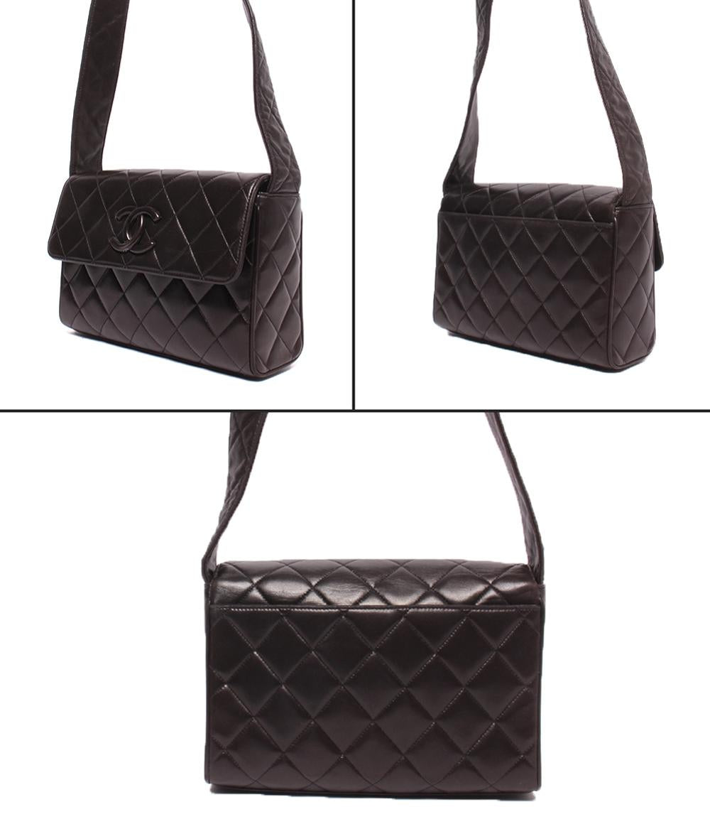 美品 CHANEL シャネル ココマーク デカココ マトラッセ ラムスキン チェーン ショルダー バッグ 斜め掛け ブラウン レディース a7725 美品 CHANEL シャネル ココマーク デカココ マトラッセ ラムスキン