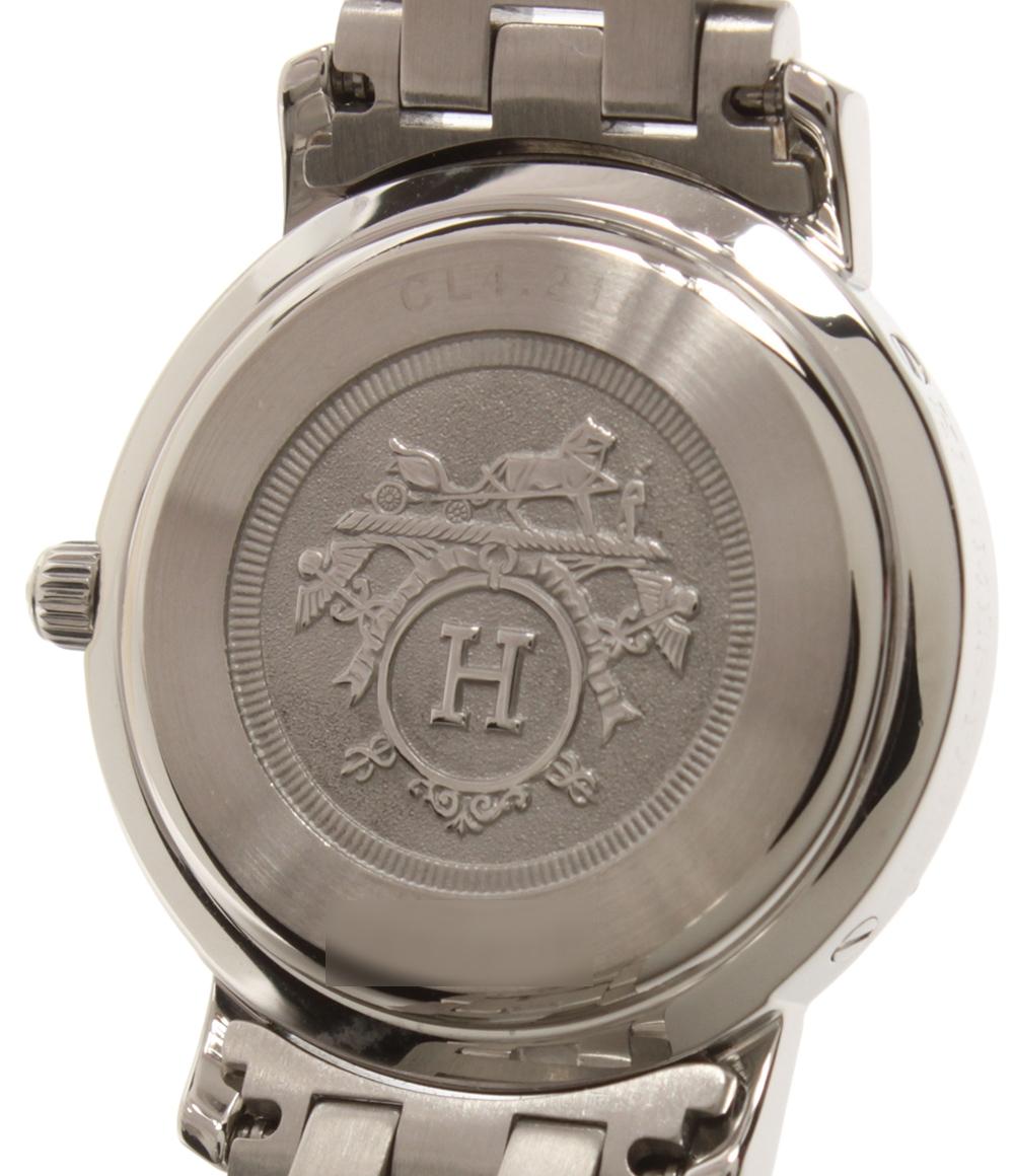 美品 HERMES 腕時計 クリッパー クオーツ ネイビー系 CL4.210 レディース エルメス