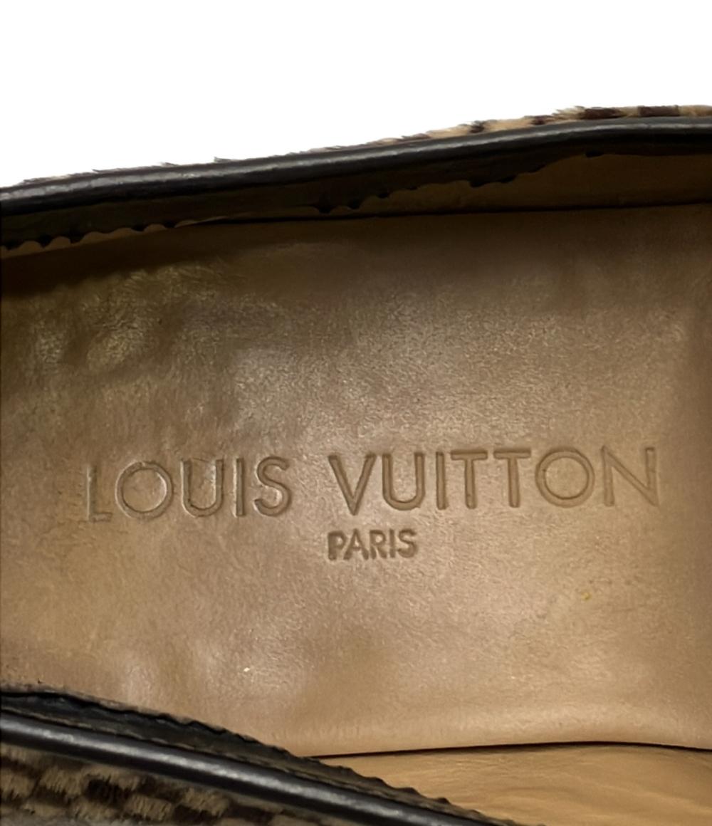 LOUIS VUITTON スクエアトゥスリッポン ハラコ ダミエソバージュ