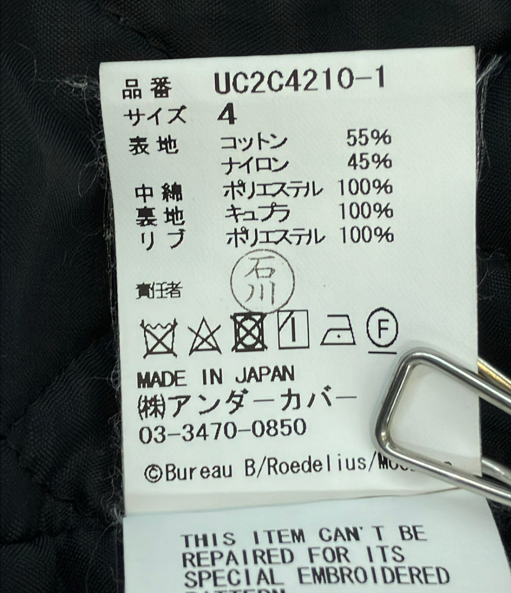 UNDERCOVER スタジアムジャンパー サテン ブルゾン 23AW フロントロゴ スナップボタン 内側キルティング UC2C4210-1 メンズ SIZE 4 (XL)