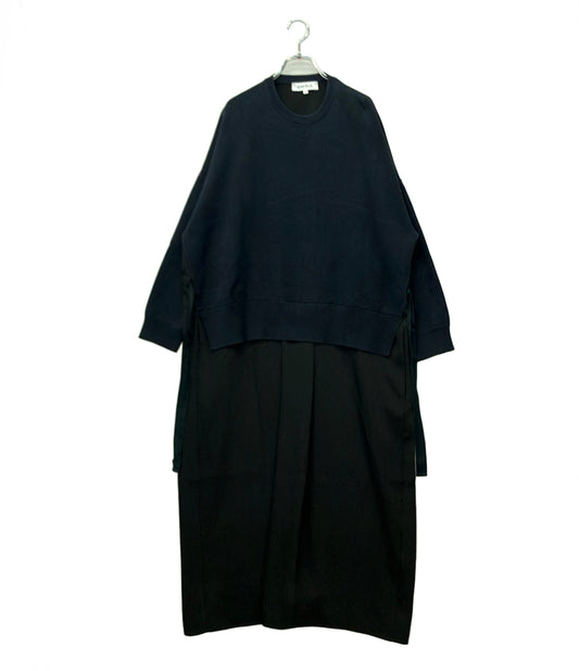 ENFOLD 長袖ワンピース ニット切替 TAFFETA-SKIRT DRESS レディース SIZE 38 (M) エンフォルド